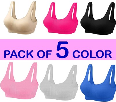 KHANJAN FASHION Women Sports Non Padded Bra(Grey, Pink, Black, Yellow, Maroon, Red)