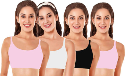 BRAAFEE Girls stretchable cotton full coverage non padded bra Girls Training/Beginners Non Padded Bra(Multicolor)