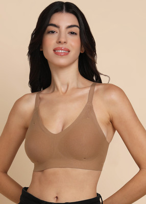 Dressberry Dressberry Cotton Spandex Lightly Padded Bonded Seamless Bra Women Everyday Lightly Padded Bra(Beige)