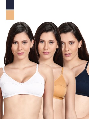 Shyle Susie PeachParfait Wirefree Moulded Full Coverage Bra Women Everyday Non Padded Bra(Dark Blue, Beige, White)