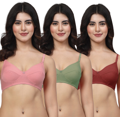 LILY manoop Women Everyday Non Padded Bra(Pink, Green, Maroon)