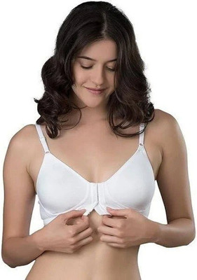 Vishvas White Front Open Bra Women Everyday Non Padded Bra(White)