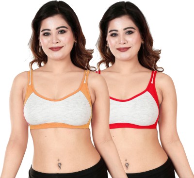 MUSIFASH SRP1415_Yellow & Red Women Sports Non Padded Bra(Yellow, Red)