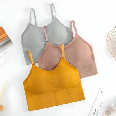 AMORIA 689 Women Lightly Padded Bra, Slip-on Comfortable Sports Bra Women Full Coverage Lightly Padded Bra(Grey)