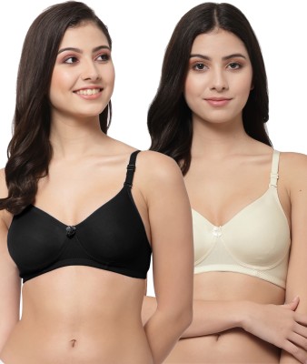 COLLEGE GIRL Detachable Strap Women T-Shirt Lightly Padded Bra(Black, Beige)