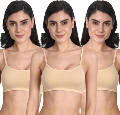 Aimly Women's Cotton Non-Padded Full Coverage Sports Bra Pack of 3 Women Sports Non Padded Bra(Beige)