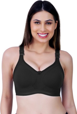 Ladyland Damani women Cotton 4 hook bra Women T-Shirt Non Padded Bra(Black)