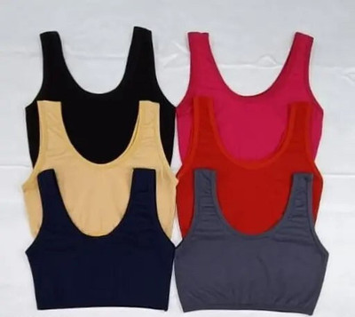 Adgaon Air Sports Bra (Free Size, Fits Best- 28-34)Pack of 6 Women Everyday Non Padded Bra(Multicolor)