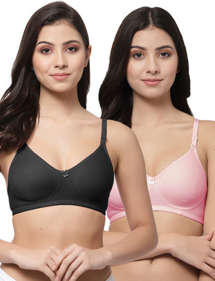 COLLEGE GIRL CG1301 Women T-Shirt Non Padded Bra(Black, Pink)