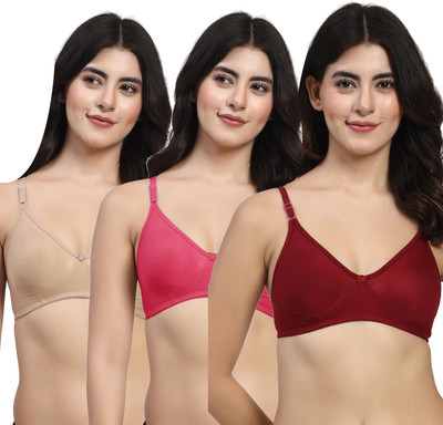 LILY wnysor Women T-Shirt Non Padded Bra(Maroon, Pink, Beige)