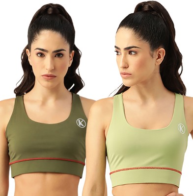 KOTTY Women Sports Non Padded Bra(Light Green, Dark Green)