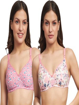 Saklana Women's Cotton Blend Lightly Padded T-Shirt Bra Combo Pack Of 2 Women T-Shirt Lightly Padded Bra(Multicolor)