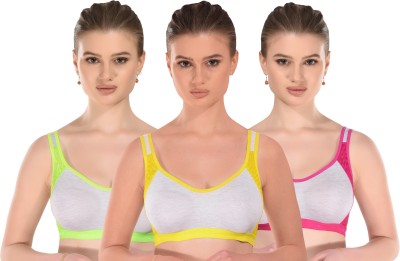 Zivosis Women Sports Non Padded Bra(Yellow, Pink, Light Green)