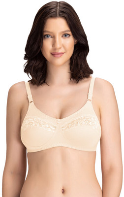 Groversons Paris Beauty Lace Bra Women Everyday Non Padded Bra(Beige)