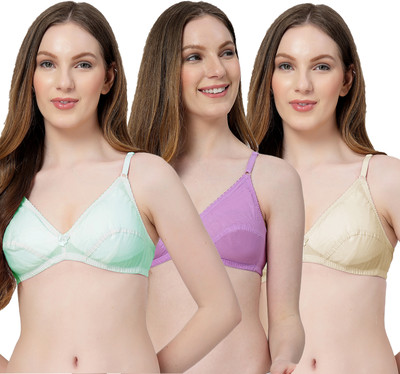 LILY anwahb Women Everyday Non Padded Bra(Green, Purple, Beige)
