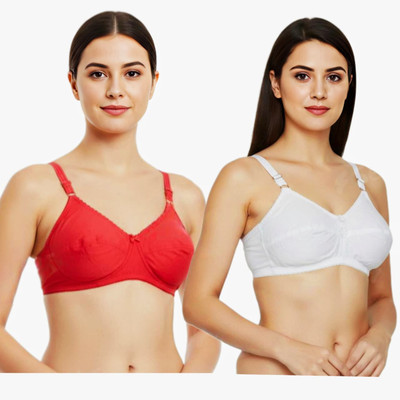 Ampire FKT-AMP-W/R_BRA-32 Women Everyday Non Padded Bra(White, Red)