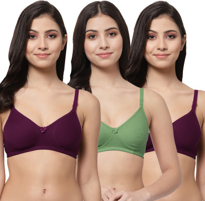 Docare Women T-Shirt Lightly Padded Bra(Green, Purple)