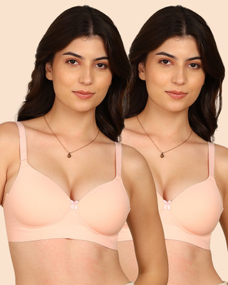 KOMLI Komli Bonded Polyamide Full Coverage Padded Bra Women T-Shirt Lightly Padded Bra(Orange)