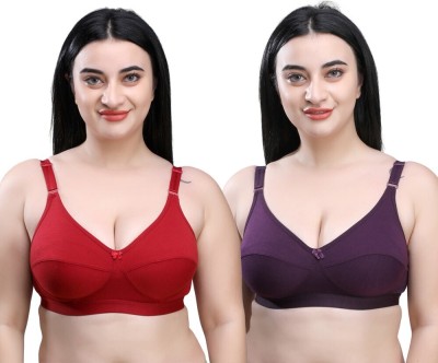 SKDREAMS Women Full Coverage Non Padded Bra(Red, Purple)