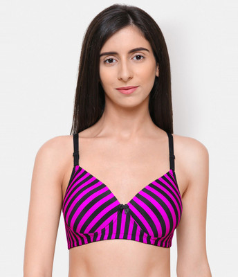 Erican ERPAD Women T-Shirt Lightly Padded Bra(Pink, Black)