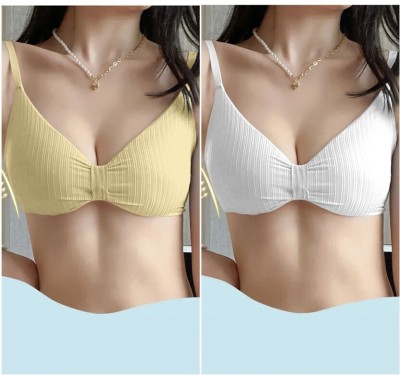 Darkaffix Bra for Women Women Plunge Lightly Padded Bra(Yellow, White)