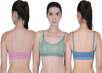 CURVZEX ANAYA Women Sports Non Padded Bra(Pink, Dark Green, Dark Blue)