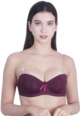 atox Transparent Backless & Straps Women Everyday Lightly Padded Bra(Purple)