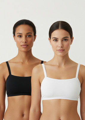 BraPoint SoftFit Comfort Cotton Non Padded Bra (Pack of 2) Women Full Coverage Non Padded Bra(Black, White)