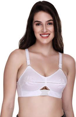 SONA Women Moving Elastic Strap White Full Cup Pointed Plus Size Cotton Bra Women Minimizer Non Padded Bra(White)