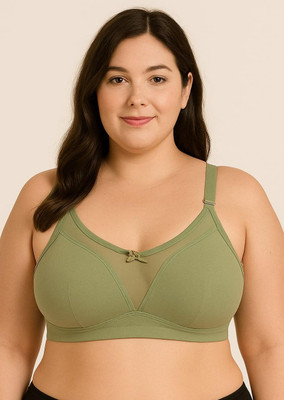 elina crafted from cotton and hosiery materia stretchable fit Women Full Coverage Non Padded Bra(Light Green)