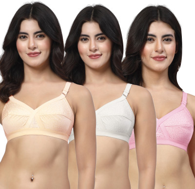 LILY ihskaneem Women Minimizer Non Padded Bra(Orange, White, Pink)