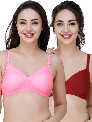 COLLEGE GIRL Hellopad ComboPO2 Women T-Shirt Lightly Padded Bra(Pink, Maroon)