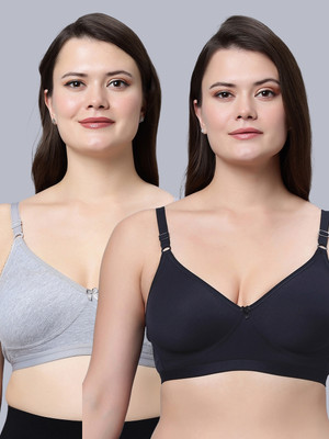 Eden EDENBRA08GREYNAVYBLUE Women T-Shirt Non Padded Bra(Grey, Dark Blue)