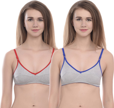 elina Women T-Shirt Non Padded Bra(Blue, Red, Grey)