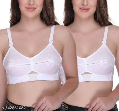 DREAM PLANET Pack of 2 Women Full Coverage Non Padded Bra (White) Women Full Coverage Non Padded Bra(White)