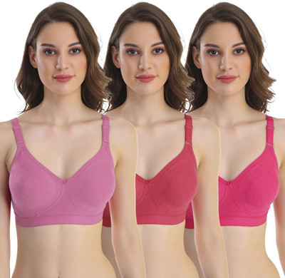 pooja ragenee Double Layer Cotton Blend Women Full Coverage Non Padded Bra(Multicolor)