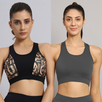 BEING RUNNER Women Sports Non Padded Bra(Multicolor, Grey)