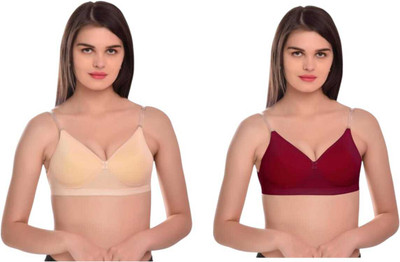 MODERNCOLLECTION Women Everyday Lightly Padded Bra(Beige, Black)
