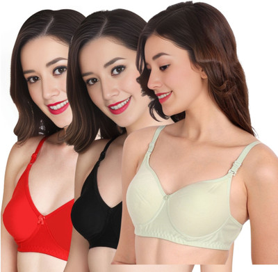 Liigne Women Everyday Padded Bra (Pack Of 3) for T-Shirt Saree Dress Sports Garment Women Full Coverage Lightly Padded Bra(Red)
