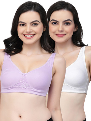 COLLEGE GIRL CG1214 Double Layered Women T-Shirt Non Padded Bra(Purple, White)