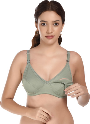 Aulevate Soft cotton green 30B nursing bra maternity bra for pregnancy breastfeeding Women Maternity/Nursing Non Padded Bra(Light Green)
