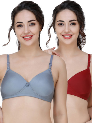 COLLEGE GIRL Hellopad ComboPO2 Women Full Coverage Lightly Padded Bra(Grey, Maroon)