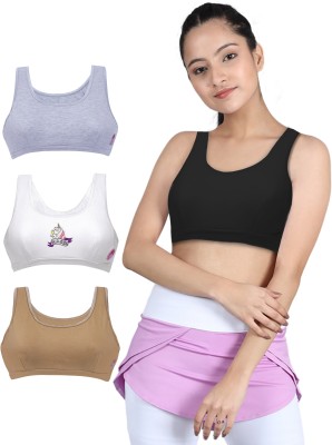 Dchica Regular Broad Strap Bra for Girls Non-Wired Gym Workout Girls Sports Non Padded Bra(Multicolor)