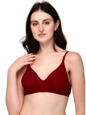 exotica lingire Exotica Lingerie Double Layered Non Wired Medium Coverage T-Shirt Bra Women T-Shirt Non Padded Bra(Maroon)