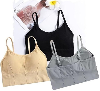 HouseOfCommon KMC-1616 Women Sports Lightly Padded Bra(Black, Beige, Grey)