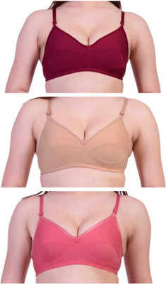 Lovya Women Everyday Non Padded Bra(Maroon, Gold, Pink)