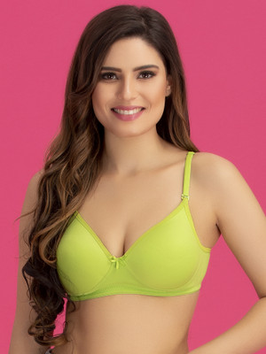 Clovia Cotton Rich Padded Non-Wired Multiway T-Shirt Push-Up Bra Women Full Coverage Lightly Padded Bra(Light Green)