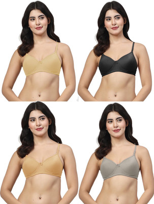 LILY maofcigam Women T-Shirt Lightly Padded Bra(Beige, Black, Gold, Green)