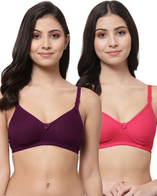 Docare Detachable Strap Women T-Shirt Lightly Padded Bra(Purple, Pink)