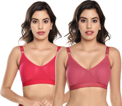 elina Women T-Shirt Non Padded Bra(Pink, Maroon)